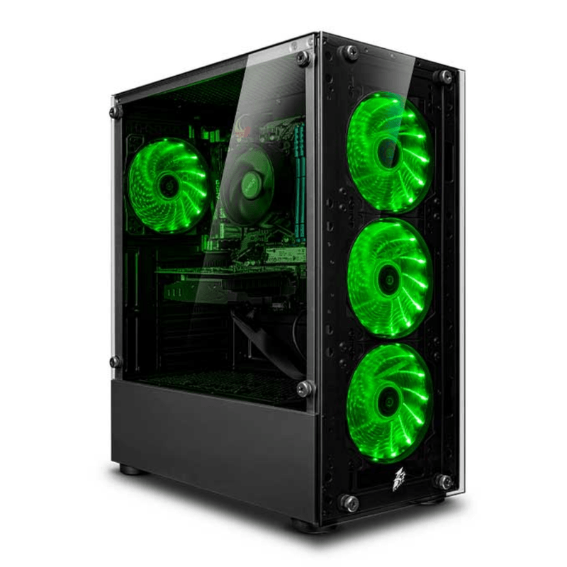 pc gamer draco green intel core i5 12400f 16gb ram 500gb ssd monitor 24" curvo negro frontal setup gamer