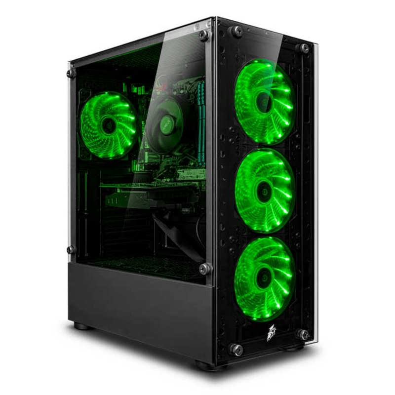 pc gamer haku green plus ryzen 7 8700g 16gb ram 500gb ssd monitor 24 verde vista frontal setup gamer