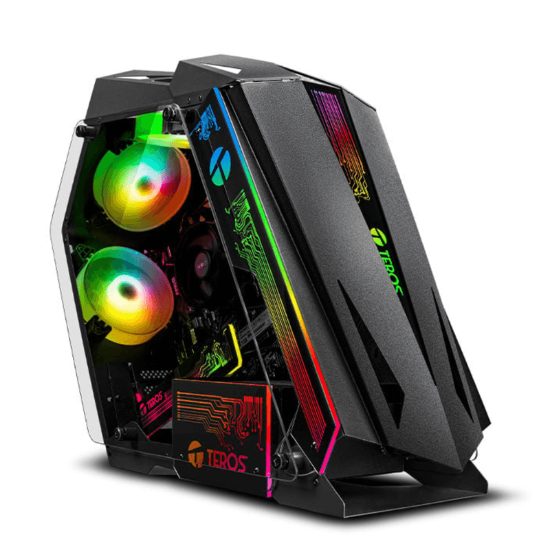 pc gamer ryu rgb plus ryzen 7 5700g 16gb ram 500gb ssd monitor 24 pulgadas curvo negro frontal setup gamer
