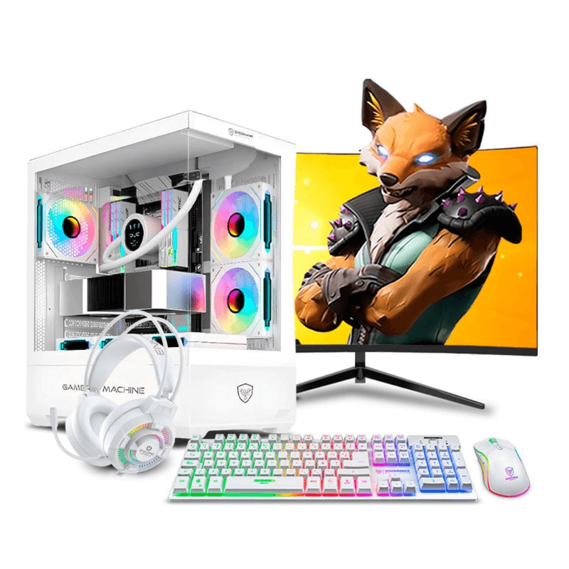 PC gamer Draco RGB Ryzen 5 5500 16GB RAM 500GB SSD monitor 24 curvo setup gaming