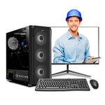 pc armada intel core i7 12700f 500gb ssd 16gb ram monitor 24" ips negro frente oficina profesional
