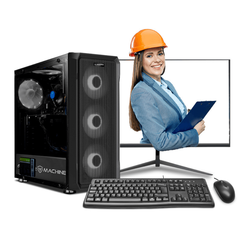 pc intel core i5 14400f 500gb ssd 16gb ram monitor 24 ips case de torre negro vista frontal escritorio profesional