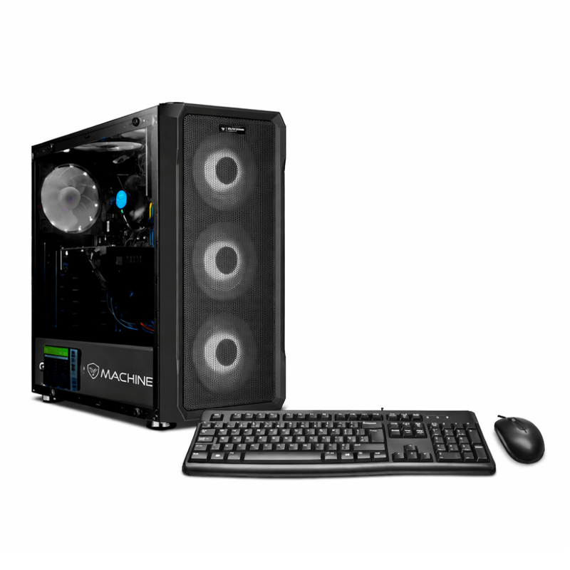 PC armada Intel Core i5 14400F 500GB SSD 16GB RAM case de torre negro monitor 24 pulgadas workstation escritorio profesional