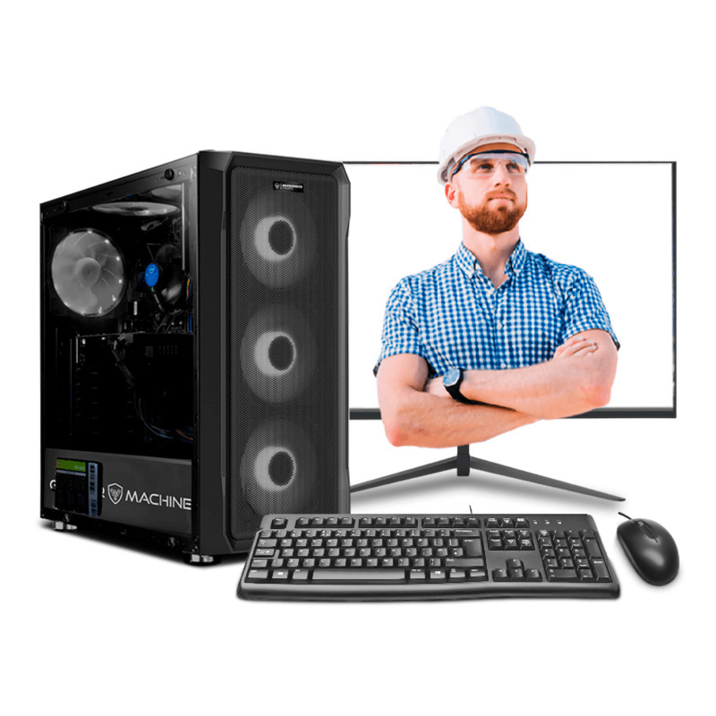PC armada Intel Core i5 14400F 500GB SSD 16GB RAM case de torre negro monitor 24 pulgadas workstation escritorio profesional