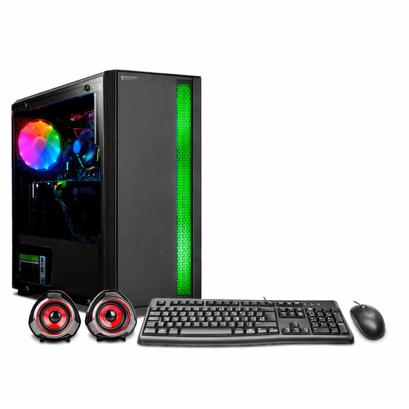 PC armada Intel Core i7 12700 almacenamiento SSD 1TB RAM 16GB case de torre monitor 24 IPS perspectiva frontal oficina y escritorio profesional