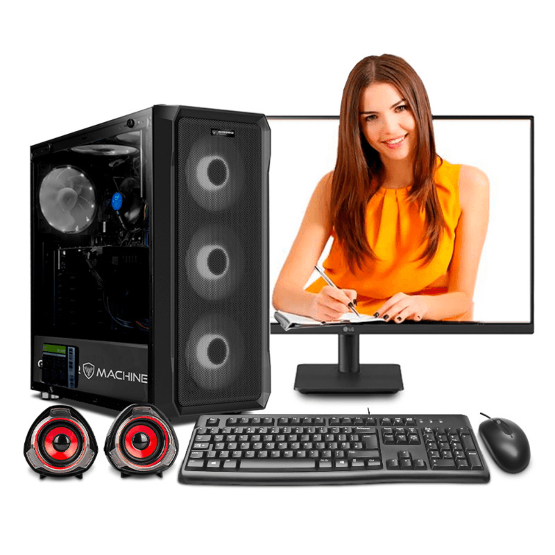 pc armada Intel Core Ultra 7 265 monitor 24 pulgadas negro frontal vista oficina profesional