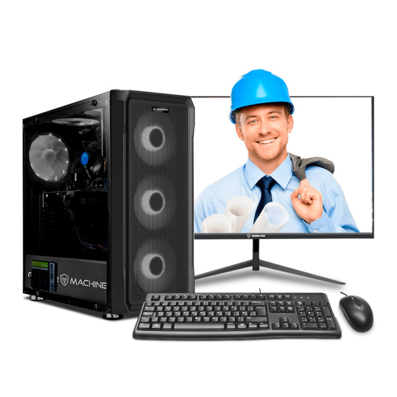 PC armada Intel Core i7 10700F 16GB RAM 500GB SSD monitor 24" IPS teclado vista frontal entorno oficina