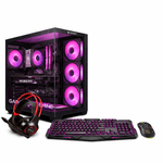 pc gamer draco pink plus intel core i5 14400f 32gb ram 1tb ssd monitor 24" curvo rosa frontal setup gaming