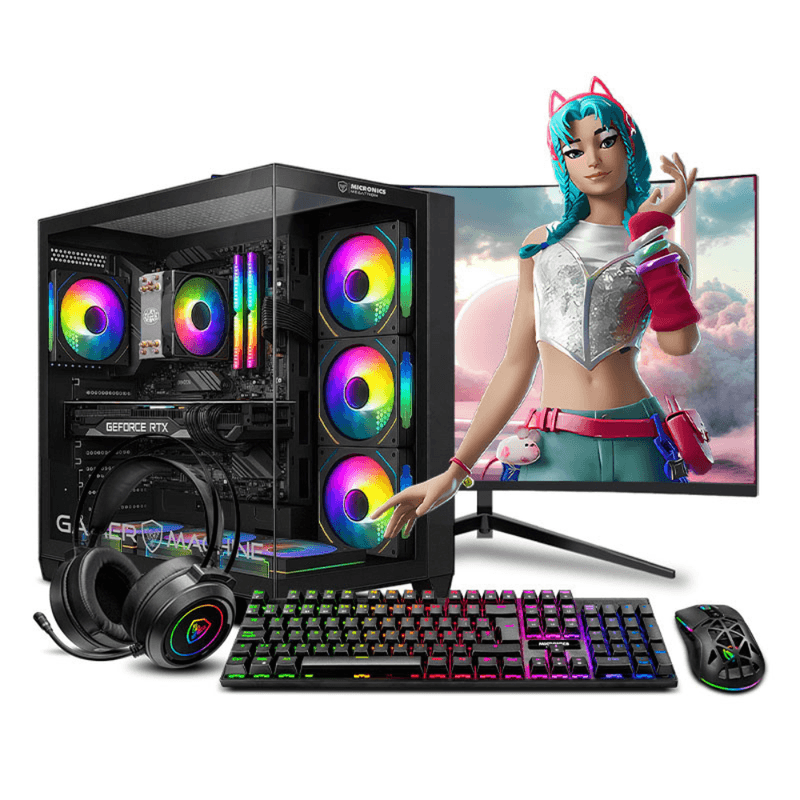 pc gamer storm pink plus ryzen 5 5500x3d 16gb ram 500gb rtx5060 8gb monitor 24 pulgadas frontal escritorio gaming