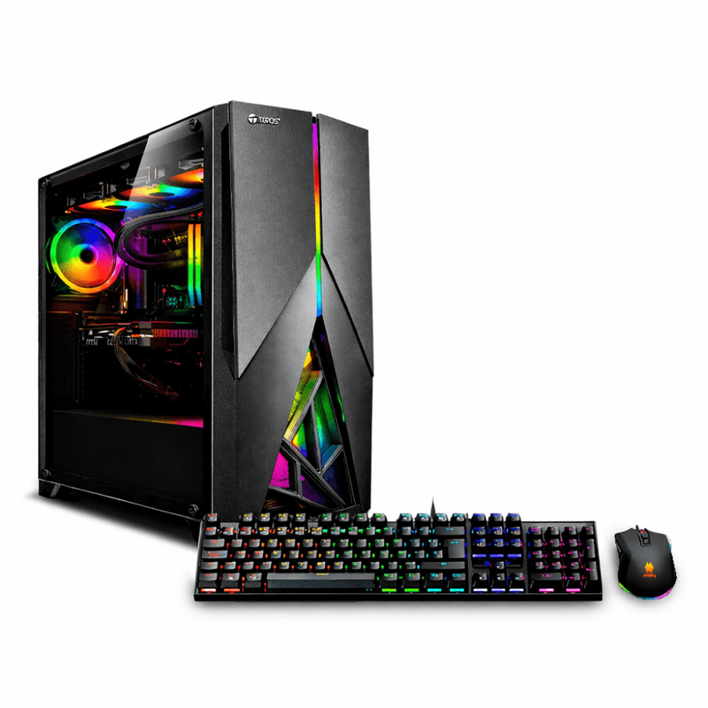 pc gamer view green intel core i9 12900KF 32GB DDR4 1TB SSD monitor 27" plano negro frontal uso gamer profesional