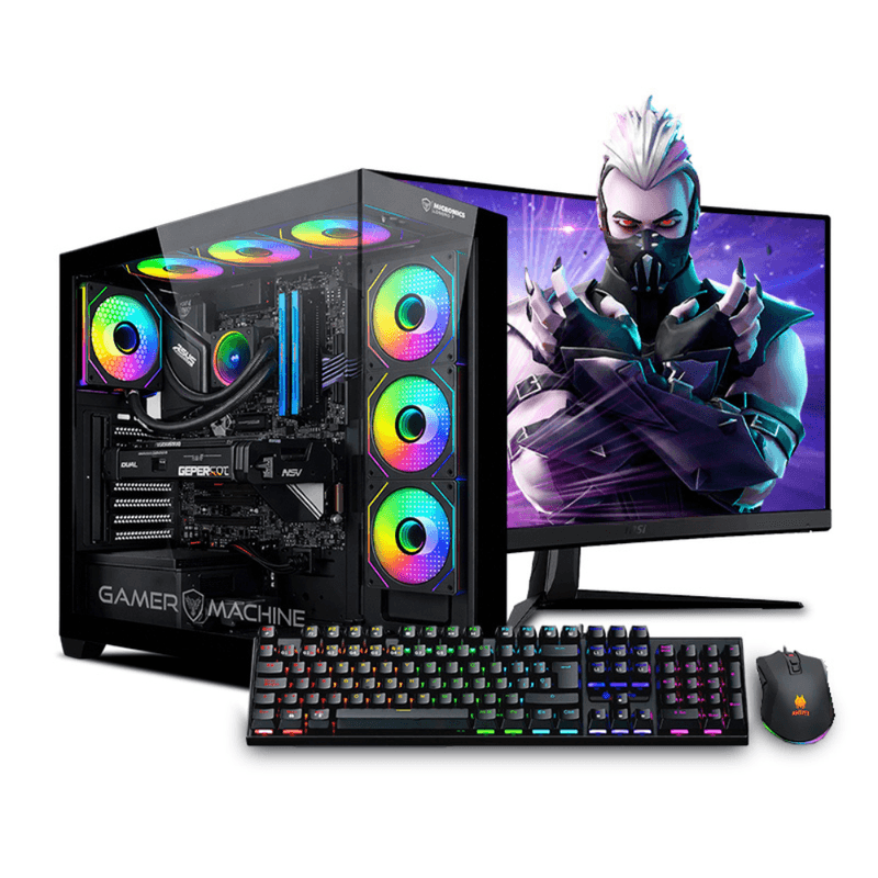 pc gamer Falkor Pink Plus Intel Core Ultra 7 265KF 16GB RAM 1TB SSD 27 pulgadas monitor rosa frontal escritorio gaming
