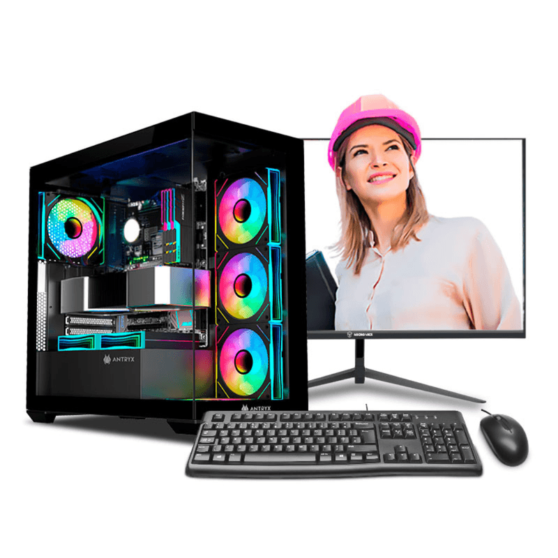 PC armada Intel Core i7 14700F 1TB SSD 32GB RAM torre color negro frontal escritorio profesional