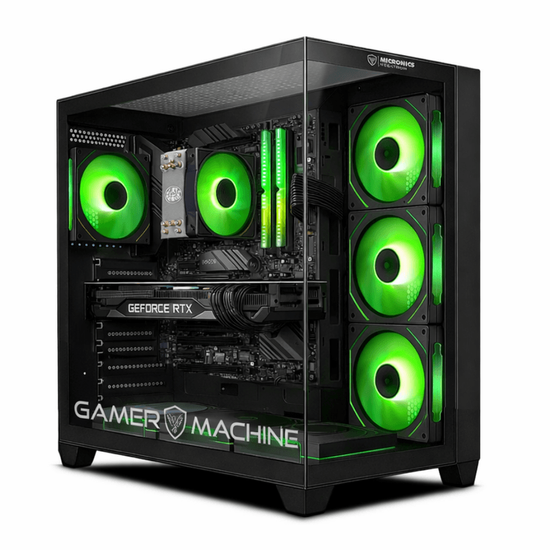 PC Gamer View 51 Green Plus Intel Core i9 12900KF 32GB RAM 1TB SSD monitor 24" curvo verde vista frontal entorno gaming