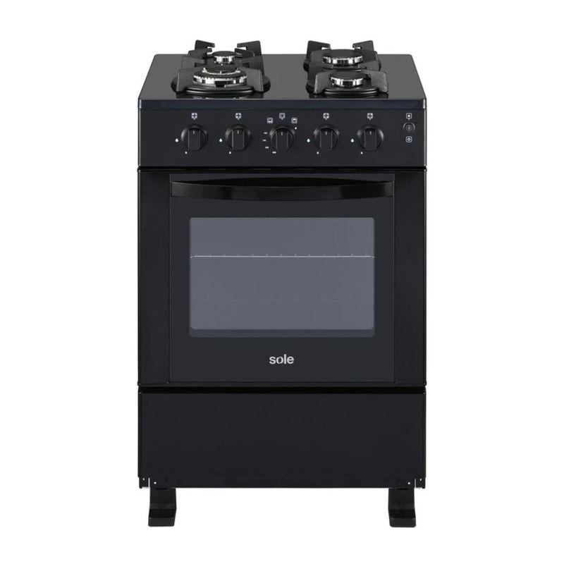 Cocina de pie Sole Glissa 4 hornillas negro Frontal
