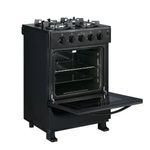 Cocina de pie Sole Glissa 4 hornillas negro dorsal-oblicuo