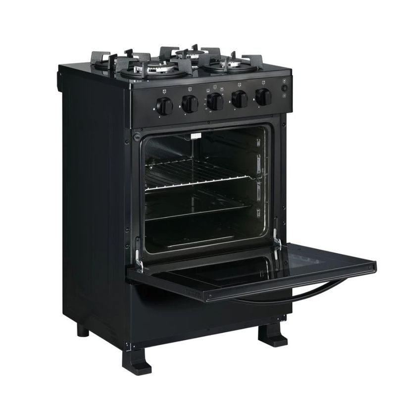 Cocina de pie Sole Glissa 4 hornillas negro dorsal-oblicuo