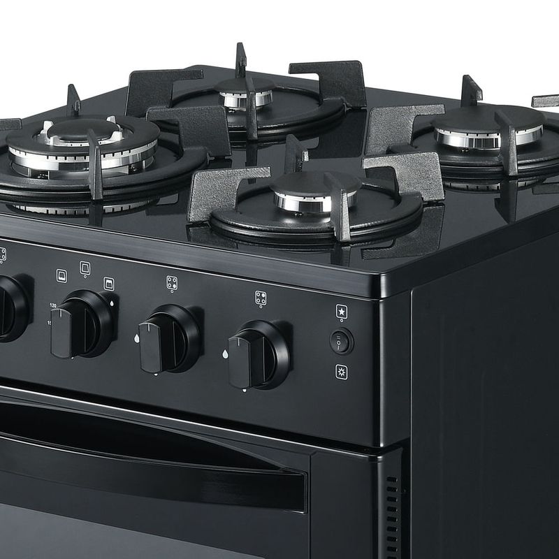 Cocina de pie Sole Glissa 4 hornillas negro Frontal