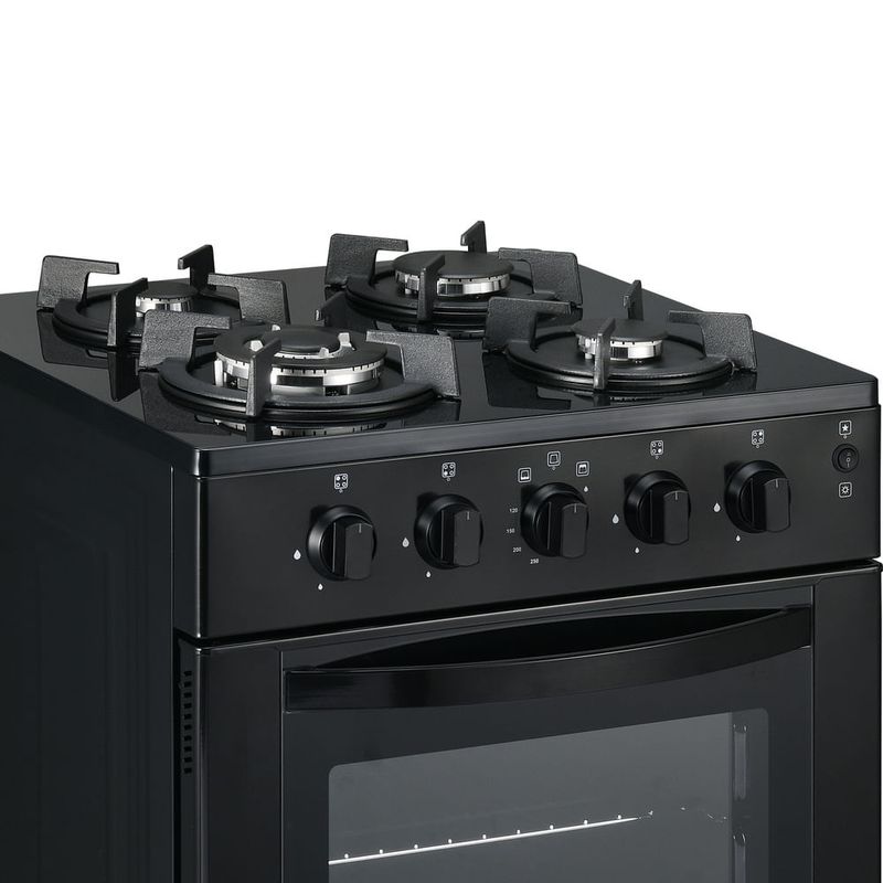 Cocina de pie Sole Glissa 4 hornillas negro Frontal