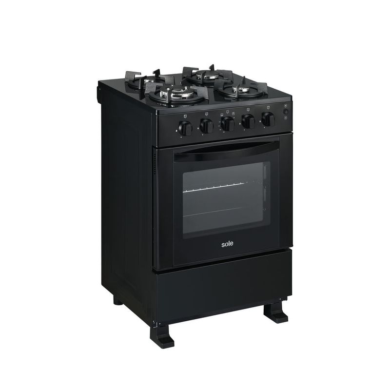 Cocina de pie Sole Glissa 4 hornillas negro Frontal