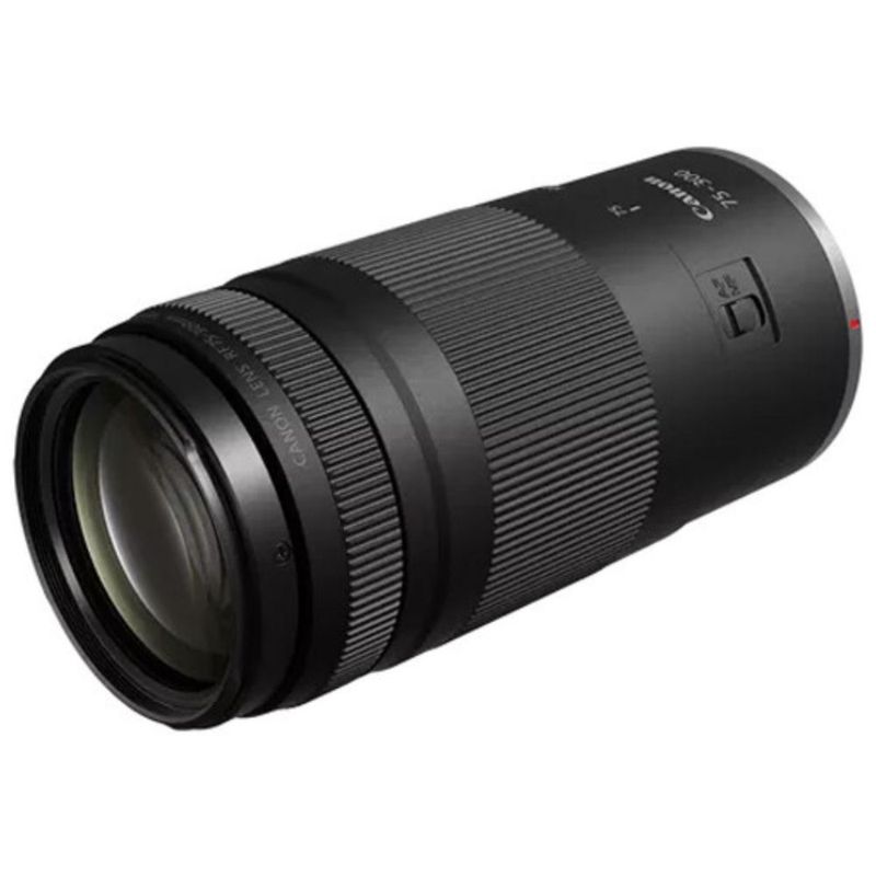 Lente Canon RF 75-300mm f/4-5.6dorsal-oblicuo