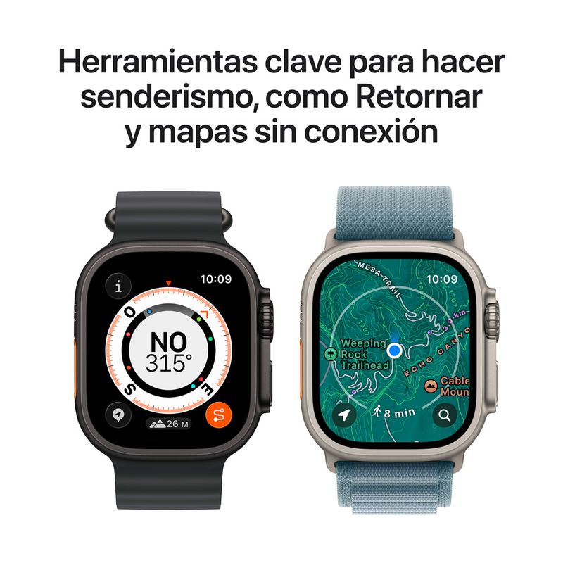 smartwatch apple watch ultra 3 pantalla 49mm oled gps resistente al agua 50m negro vista frontal actividades deportivas