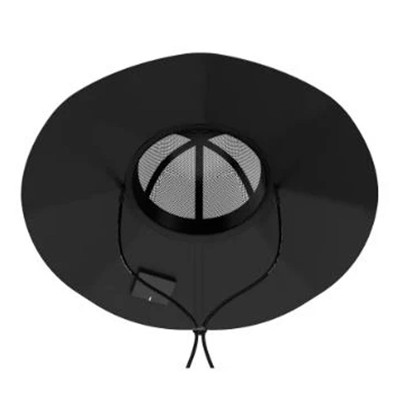 sombrero solar ecoflow 6v m-l upf50+ negro vista frontal camping