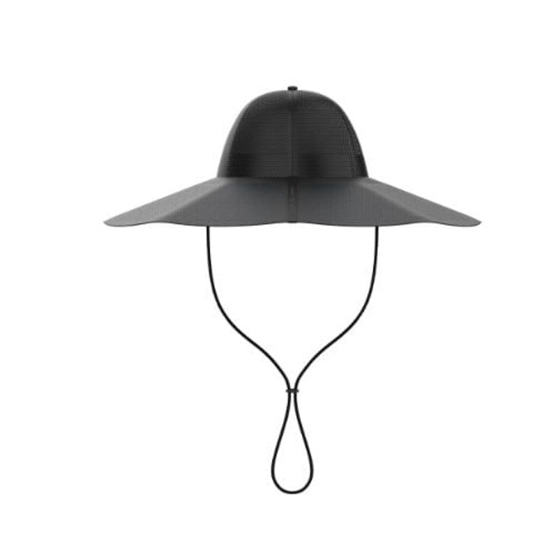 sombrero solar ecoflow 6v m-l upf50+ negro vista frontal camping