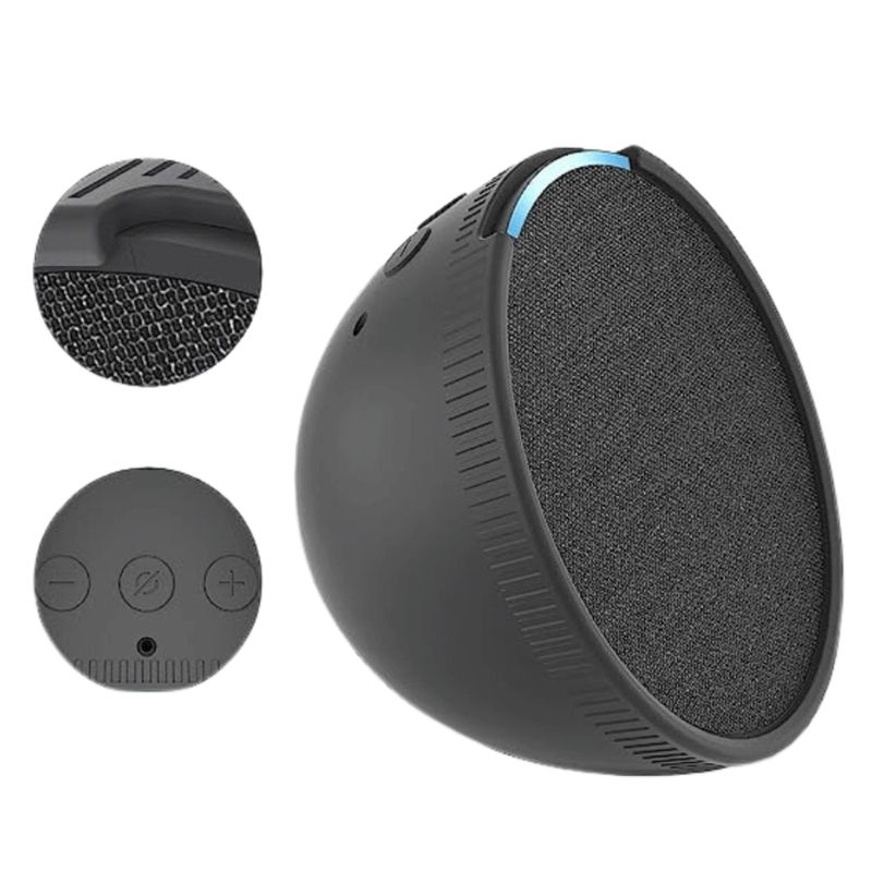 Altavoz inteligente Amazon Echo Pop 1ª generación control de voz Alexa negro vista frontal en escritorio