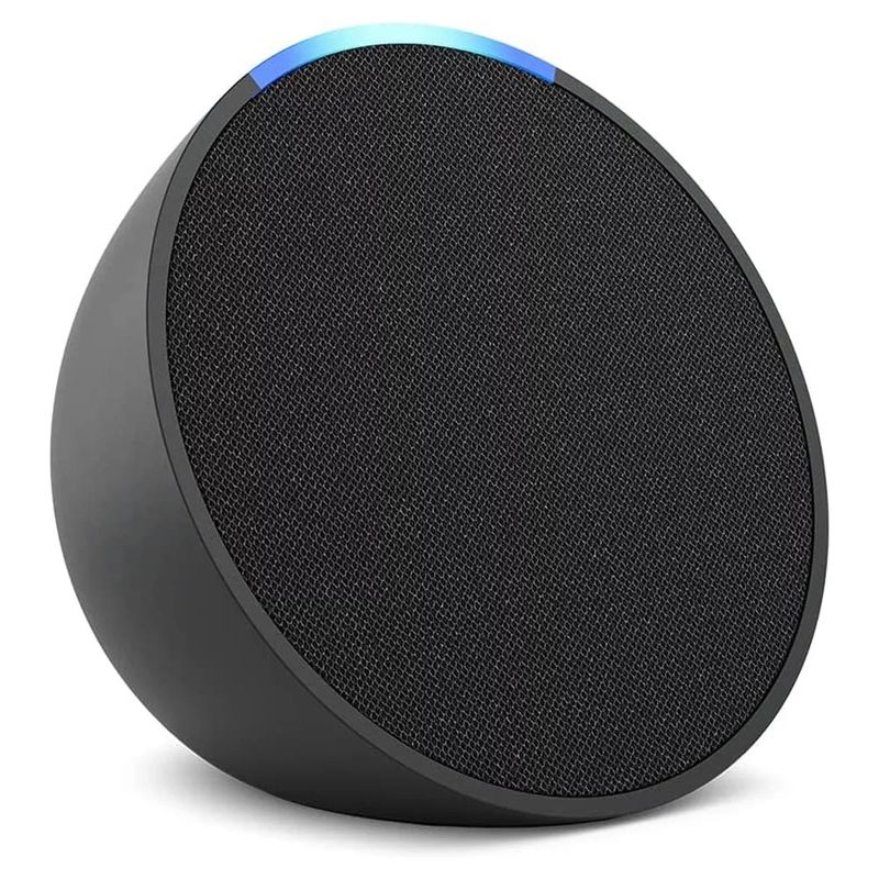 Altavoz inteligente Amazon Echo Pop 1ª generación control de voz Alexa negro vista frontal en escritorio