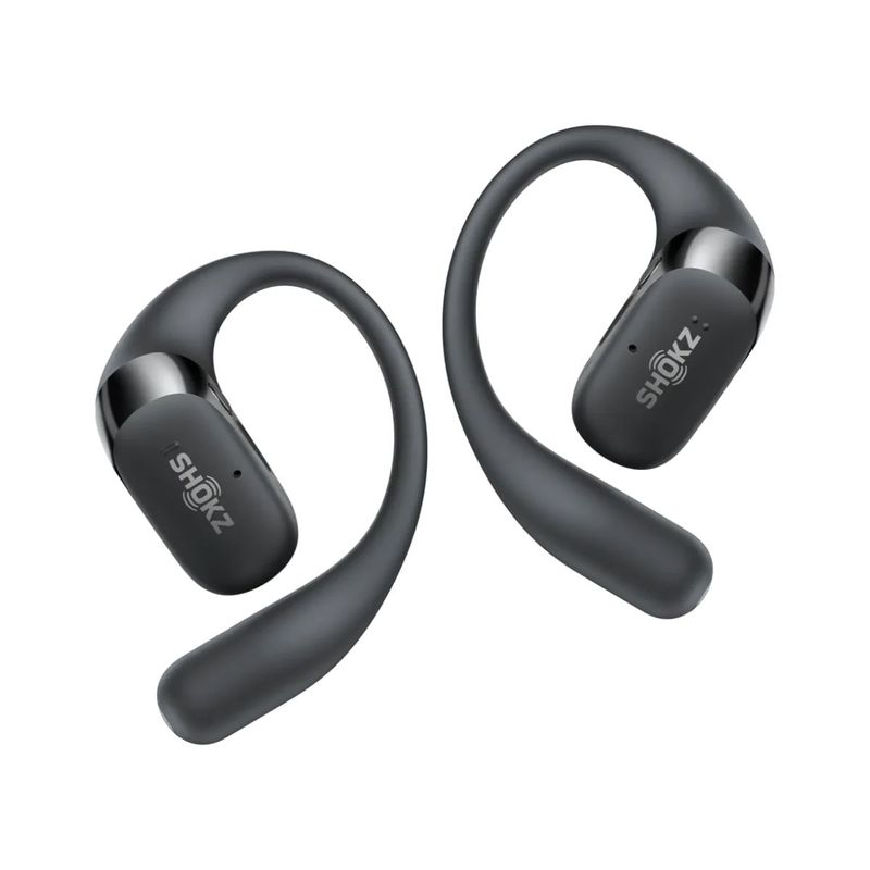 Audífonos open ear Shokz OpenFit 2 T920 bluetooth black vista frontal en uso deportivo