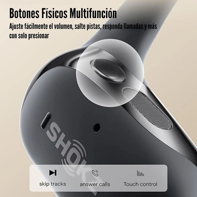 Audífonos open ear Shokz OpenFit 2 T920 bluetooth black vista frontal en uso deportivo