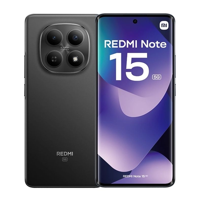 Celular Xiaomi Redmi Note 15 cámara 108MP negro vista frontal en uso cotidiano