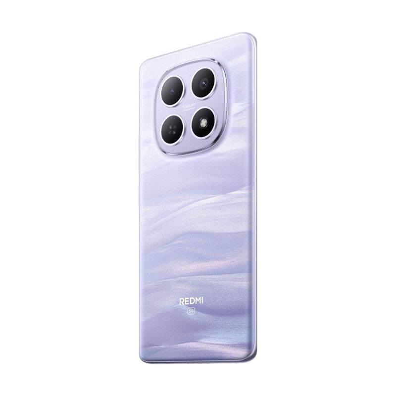 Celular Xiaomi Redmi Note 15 cámara 108MP morado vista frontal en uso cotidiano