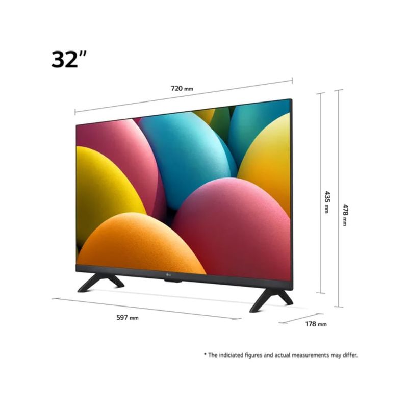 smart tv LG 32LR600BPSC pantalla HD AI negro ángulo frontal hogar entretenimiento