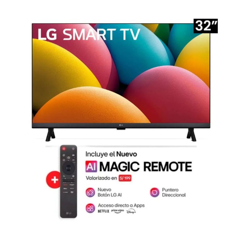 smart tv LG 32LR600BPSC pantalla HD AI negro ángulo frontal hogar entretenimiento