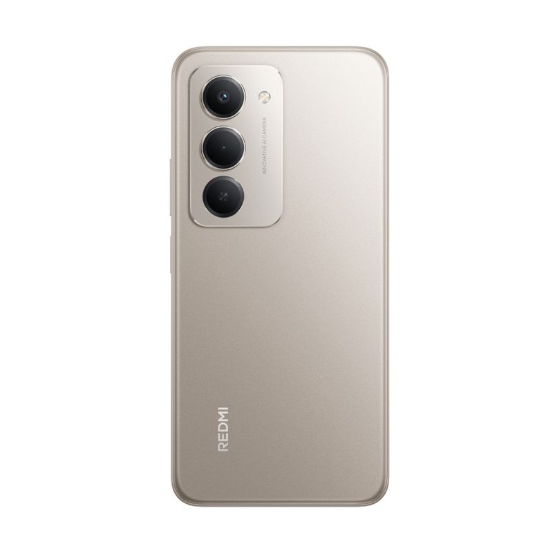 Celular Xiaomi Redmi 15 cámara 50MP gris vista frontal en uso cotidiano
