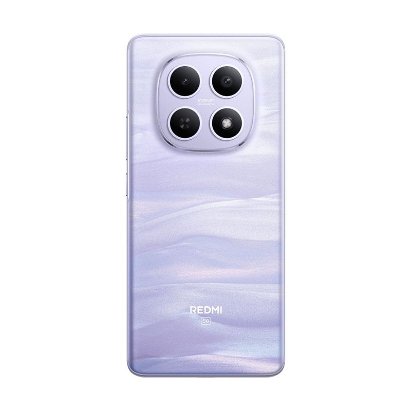 Celular Xiaomi Redmi Note 15 cámara 108MP morado vista frontal en uso cotidiano