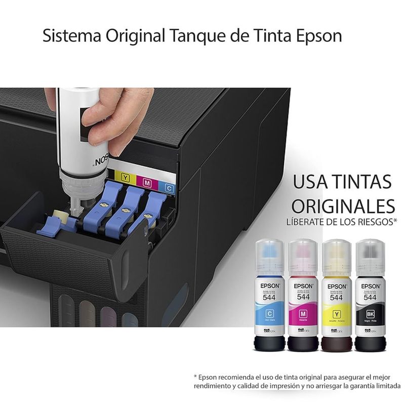 Combo tintas Epson T544 + papel fotográfico A4 características uso tinta