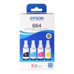 Combo 4 tintas Epson T664 Bcmy + Papel fotográfico A4 frontal tintas empaques