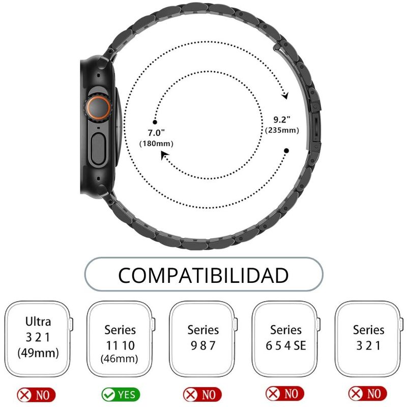 Correa Metal Loop Apple Watch 46mm S10 S11 Negra