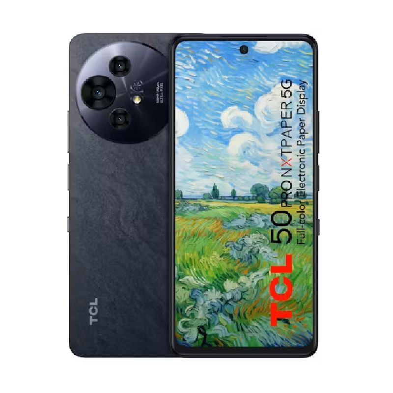 Celular TCL 50 Pro NXTPAPER 5G 512GB, 8GB RAM, cámara trasera 108MP+8MP+2MP, frontal 32MP, pantalla 6.8 pulgadas, color gris luna, vista frontal