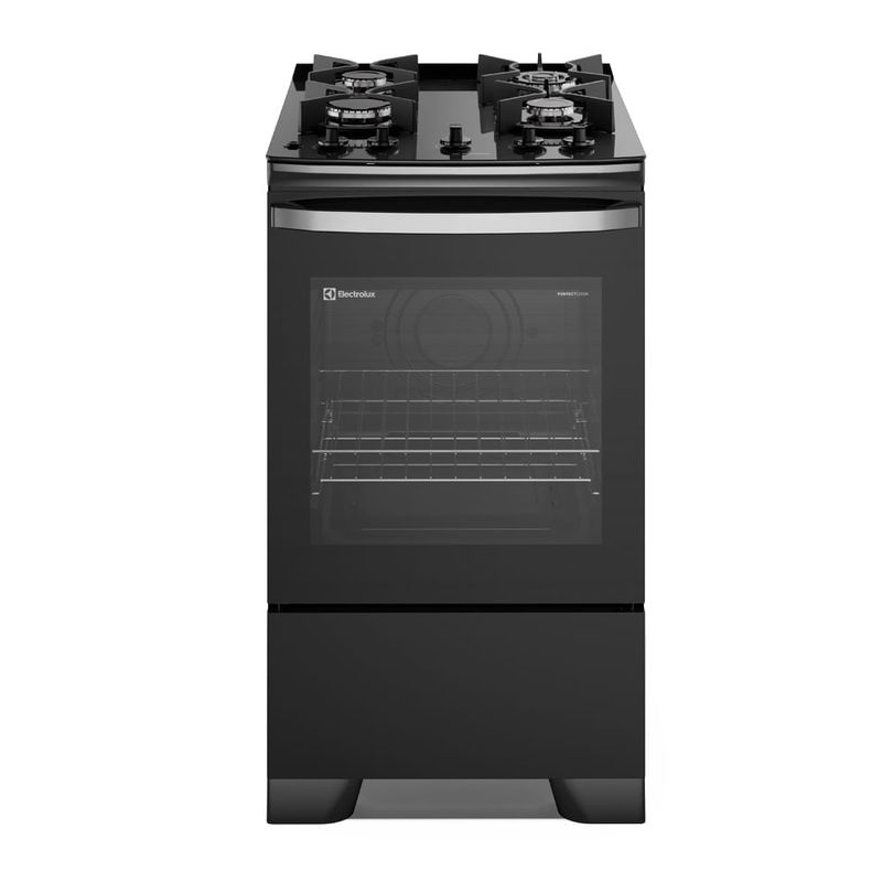 Cocina Electrolux F4EGB 4 quemadores negra, vista frontal