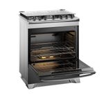Cocina Electrolux F5ETG + 5 quemadores + VaporBake y PerfectCook + gris + ángulo frontal + uso doméstico