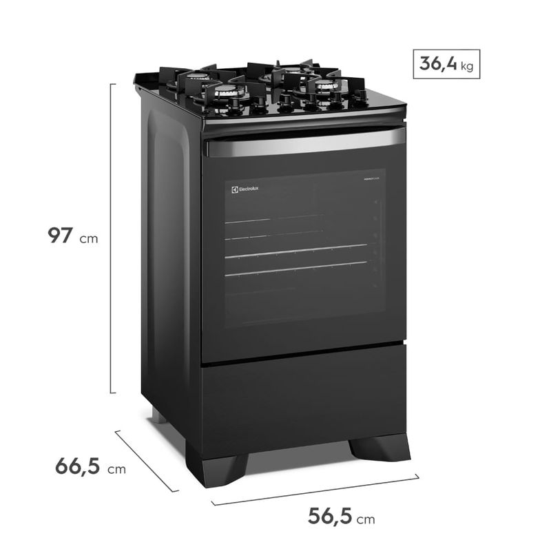 Cocina Electrolux F4EPB 4 quemadores PerfectCook Negro frontal en cocina moderna