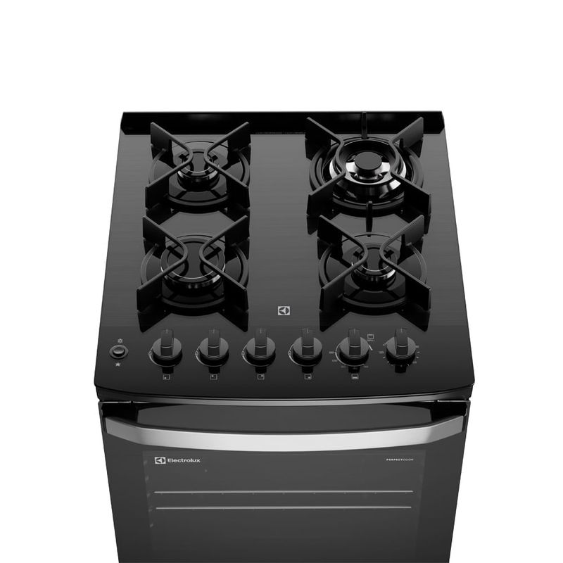 Cocina Electrolux F4EPB 4 quemadores PerfectCook Negro frontal en cocina moderna