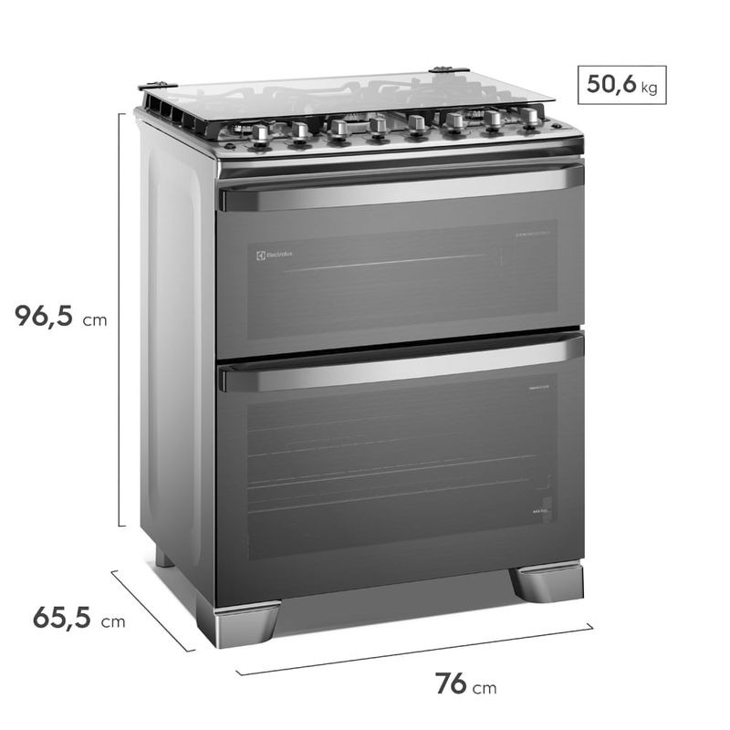 Cocina Electrolux F5EDG 5 Quemadores Doble Horno PerfectCook360 VaporBake Parrillas Hierro Fundido Gris, frontal cocina moderna