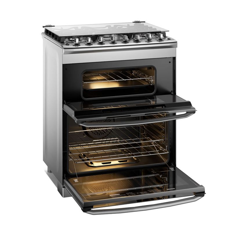 Cocina Electrolux F5EDG 5 Quemadores Doble Horno PerfectCook360 VaporBake Parrillas Hierro Fundido Gris, frontal cocina moderna