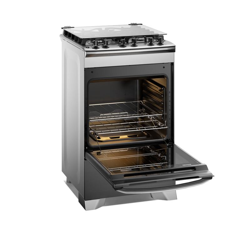 Cocina Electrolux F4ETG 4 Quemadores PerfectCook VaporBake Gris vista frontal en cocina moderna