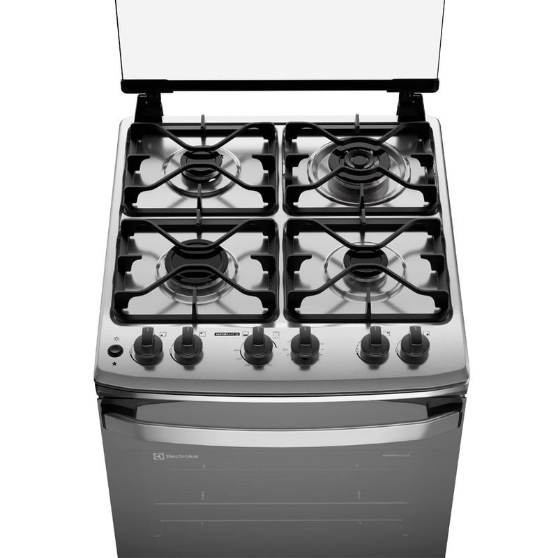 Cocina Electrolux F4ETG 4 Quemadores PerfectCook VaporBake Gris vista frontal en cocina moderna