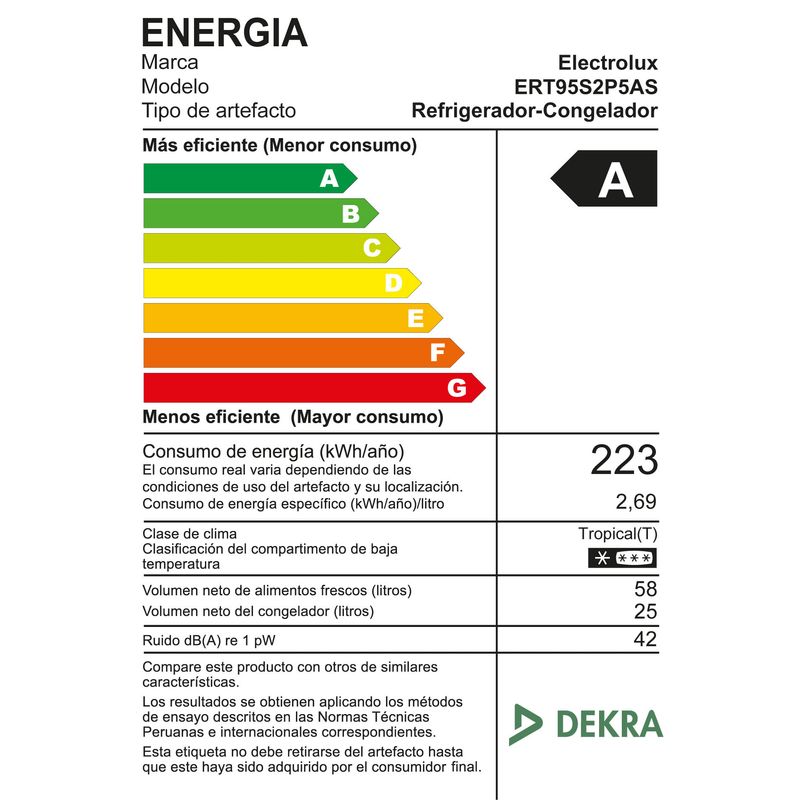 Frigobar Electrolux ERT95S2P5AS capacidad 83L congelador superior gris vista frontal cocina
